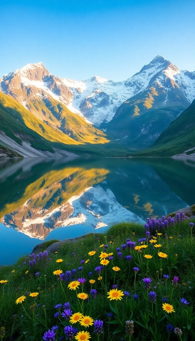 Free Spring Mountain Reflection iPhone Sleek Wallpaper